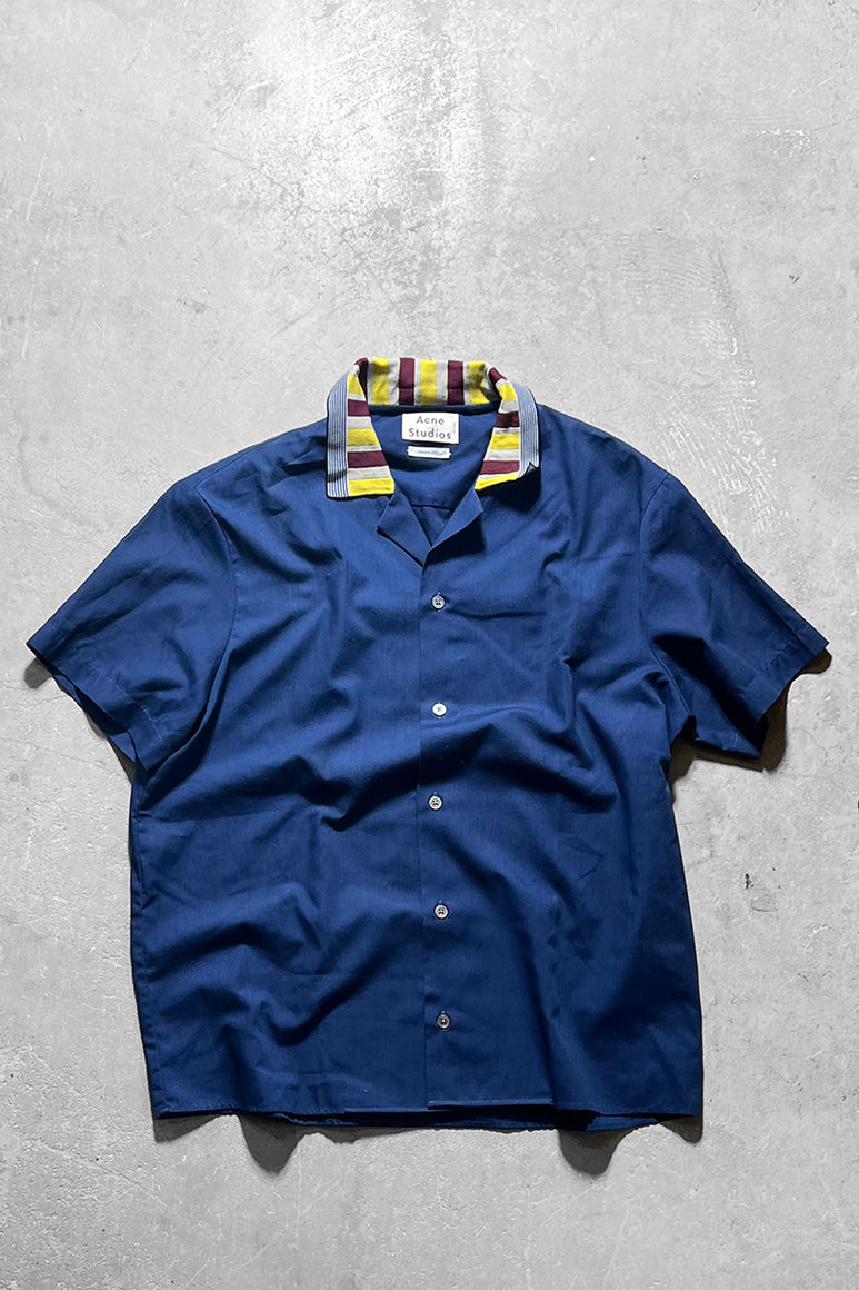 15SS OPEN COLLAR S/S SHIRT / NAVY [SIZE: 44 USED]
