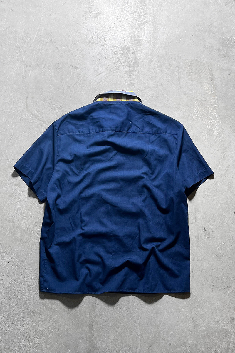 15SS OPEN COLLAR S/S SHIRT / NAVY [SIZE: 44 USED]