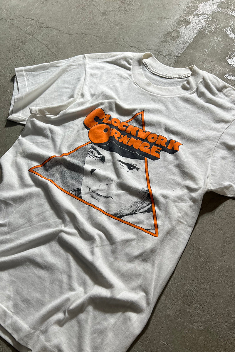 80'S CLOCKWORK ORANGE MOVIE T-SHIRT / WHITE [SIZE: S USED]