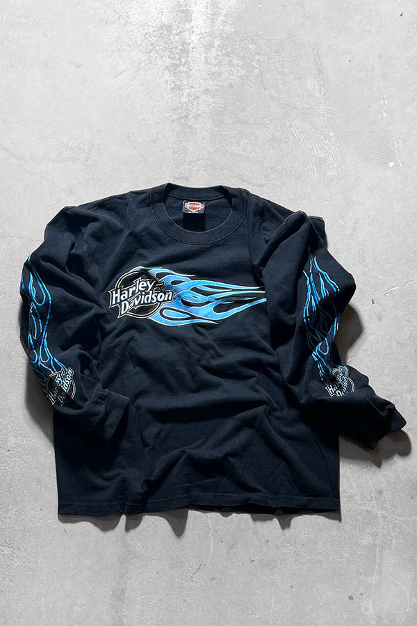 MADE IN USA 90'S FIREFLAME L/S T-SHIRT / BLACK [SIZE: L USED]
