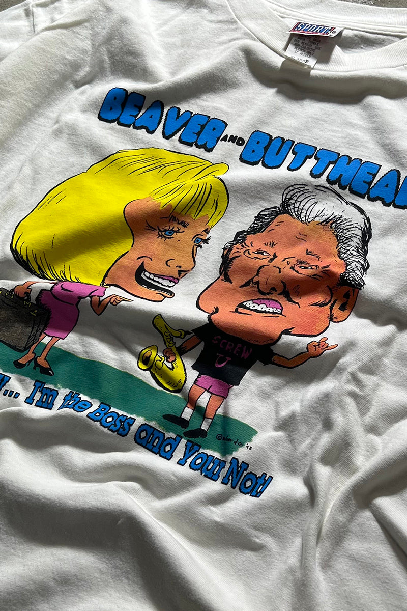 93'S BILL CLINTON T-SHIRT / WHITE [SIZE: XL DEADSTOCK/NOS]