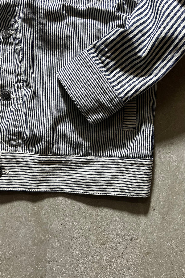 MULTI HICKORY STRIPE DENIM TRACKER JACKET / STRIPE [SIZE: S USED]
