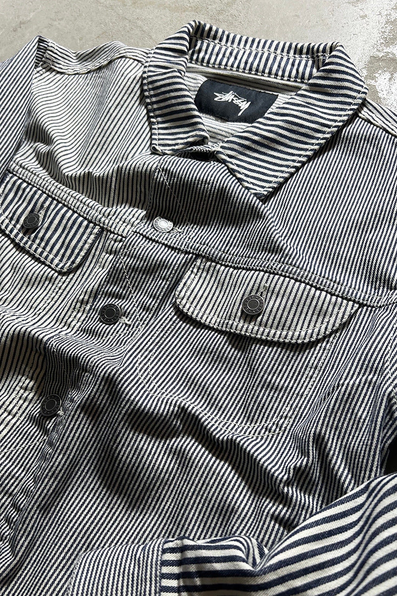 MULTI HICKORY STRIPE DENIM TRACKER JACKET / STRIPE [SIZE: S USED]