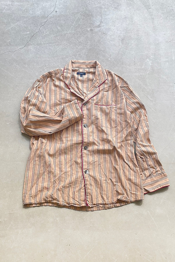 L/S STRIPE PAJAMA SHIRT / BEIGE [SIZE: L USED]