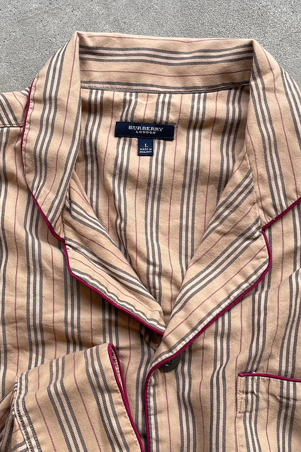 L/S STRIPE PAJAMA SHIRT / BEIGE [SIZE: L USED]