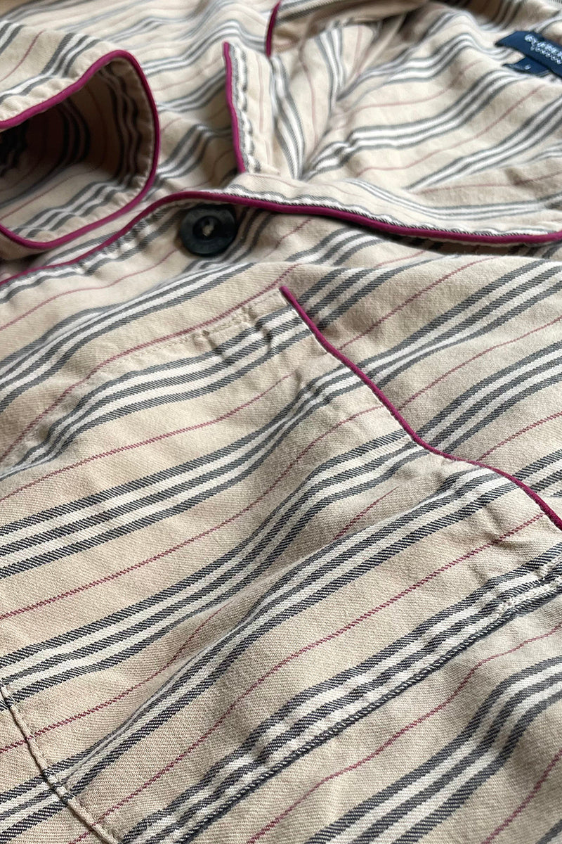 L/S STRIPE PAJAMA SHIRT / BEIGE [SIZE: L USED]