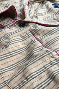 L/S STRIPE PAJAMA SHIRT	/ BEIGE [SIZE: L USED]