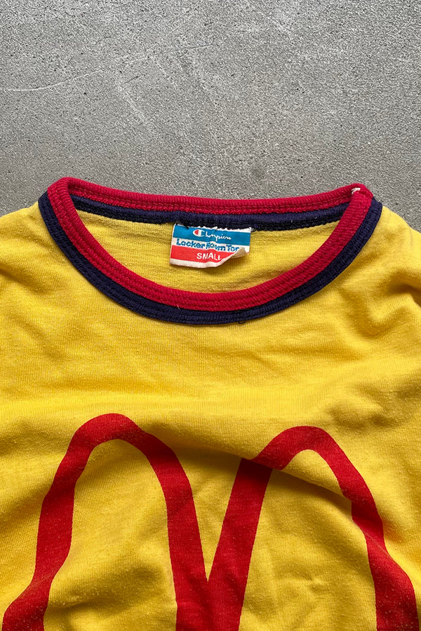 MADE IN USA 80'S MCDONALD'S RUGBY T-SHIRT / YELLOW [SIZE: S USED]