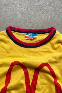 MADE IN USA 80'S MCDONALD'S RUGBY T-SHIRT / YELLOW [SIZE: S USED]