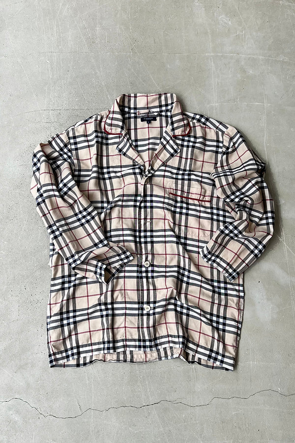 L/S NOVA CHECK PAJAMA SHIRT / BEIGE [SIZE: S USED]