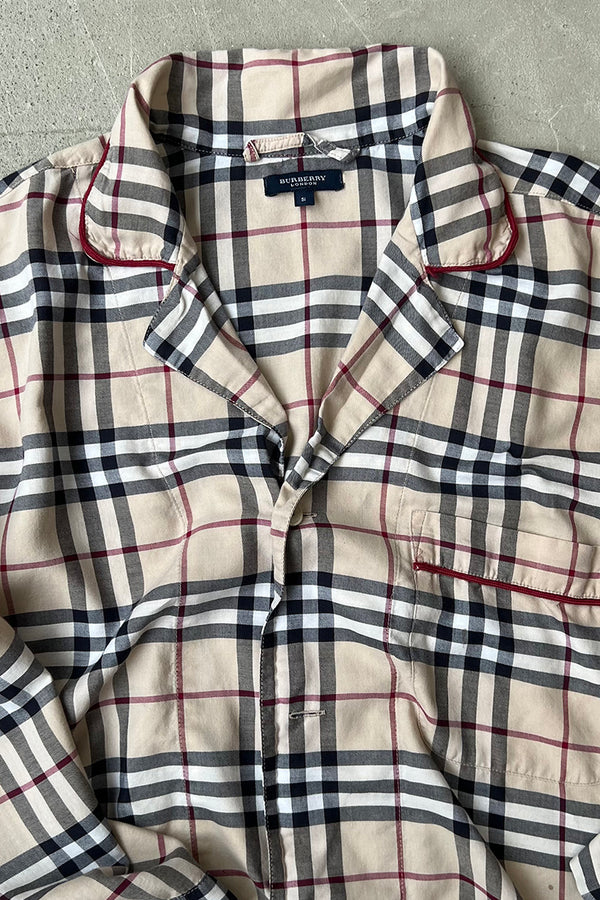L/S NOVA CHECK PAJAMA SHIRT / BEIGE [SIZE: S USED]