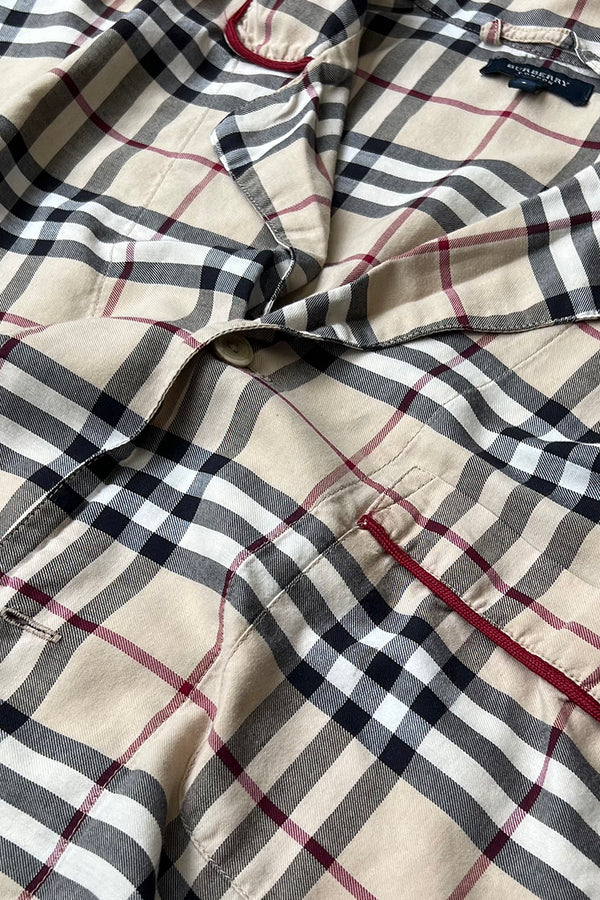 L/S NOVA CHECK PAJAMA SHIRT / BEIGE [SIZE: S USED]