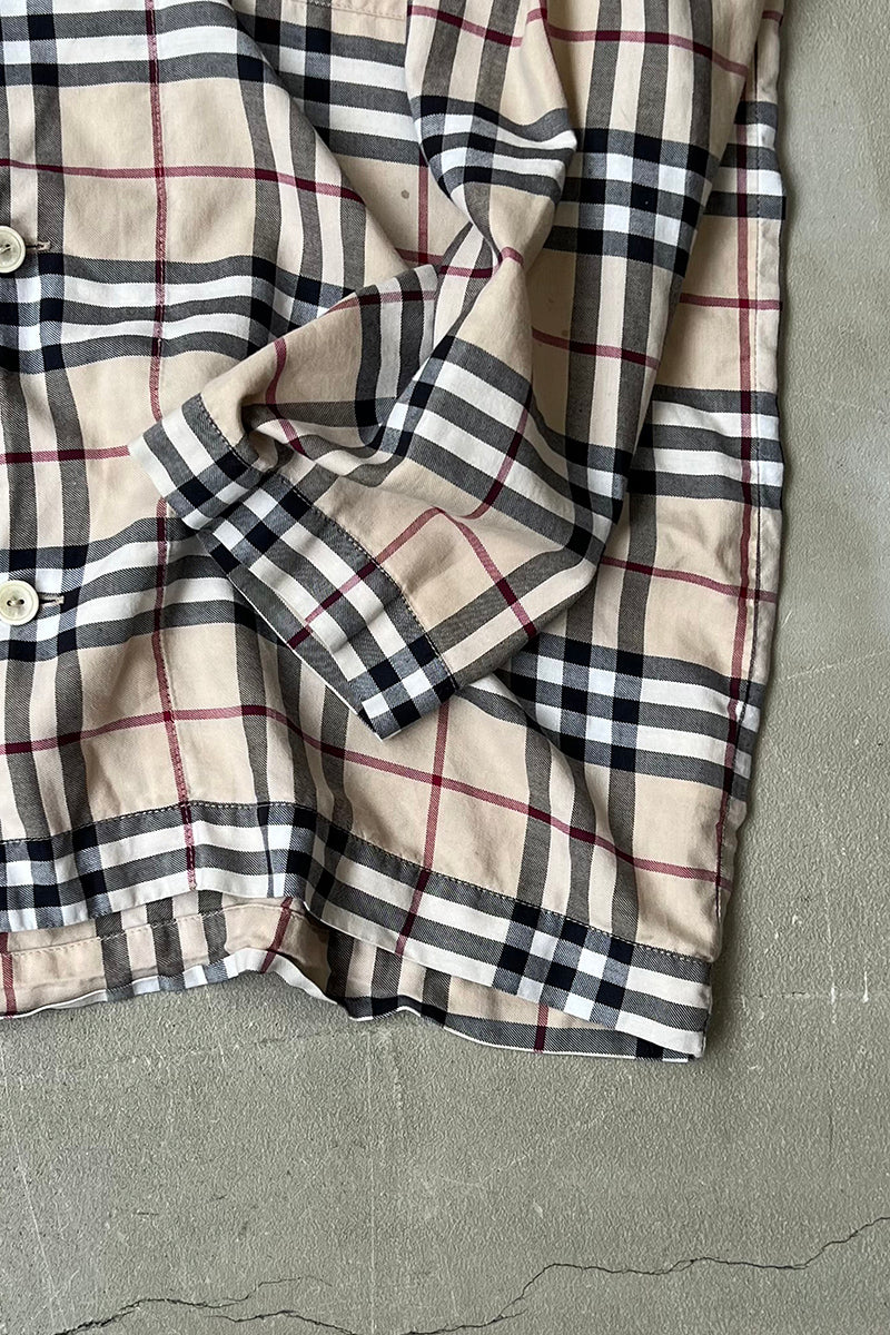 L/S NOVA CHECK PAJAMA SHIRT / BEIGE [SIZE: S USED]