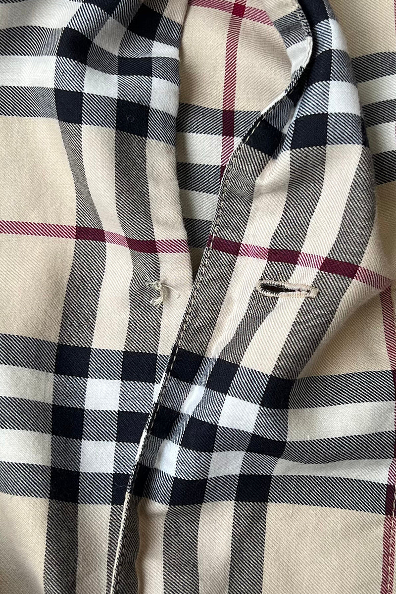 L/S NOVA CHECK PAJAMA SHIRT / BEIGE [SIZE: S USED]