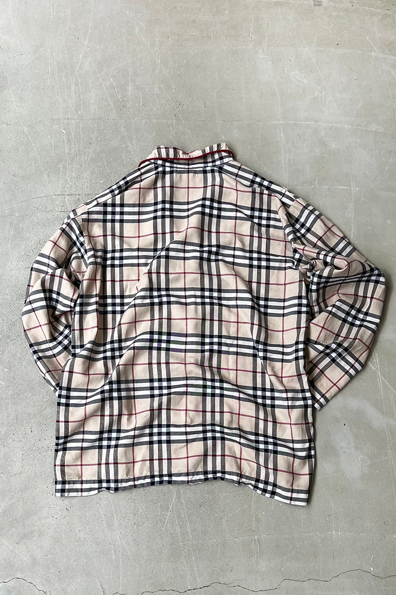 L/S NOVA CHECK PAJAMA SHIRT / BEIGE [SIZE: S USED]