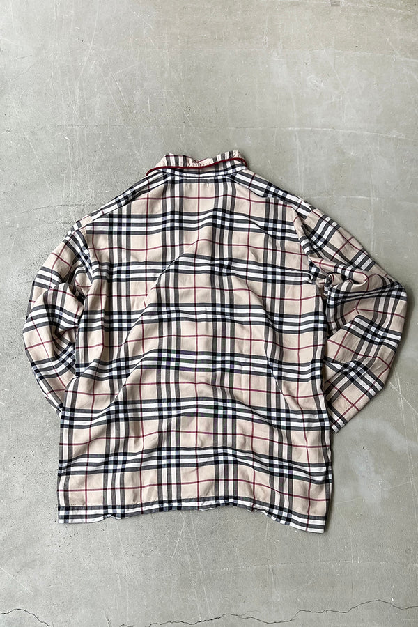 L/S NOVA CHECK PAJAMA SHIRT / BEIGE [SIZE: S USED]