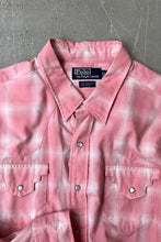 画像をギャラリービューアに読み込む, 90&#39;S L/S VISCOSE WOOL WESTERN SHIRT / PINK	[SIZE: XL USED]
