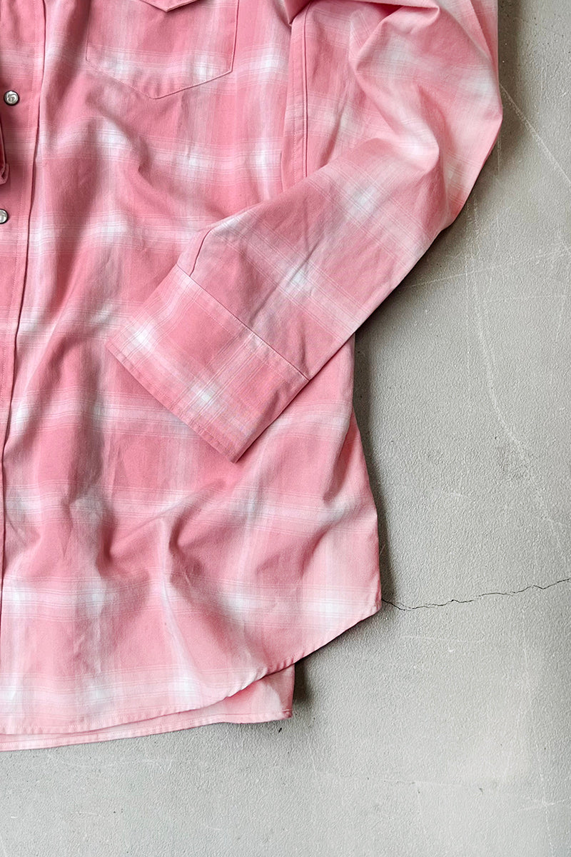 90'S L/S VISCOSE WOOL WESTERN SHIRT / PINK	[SIZE: XL USED]