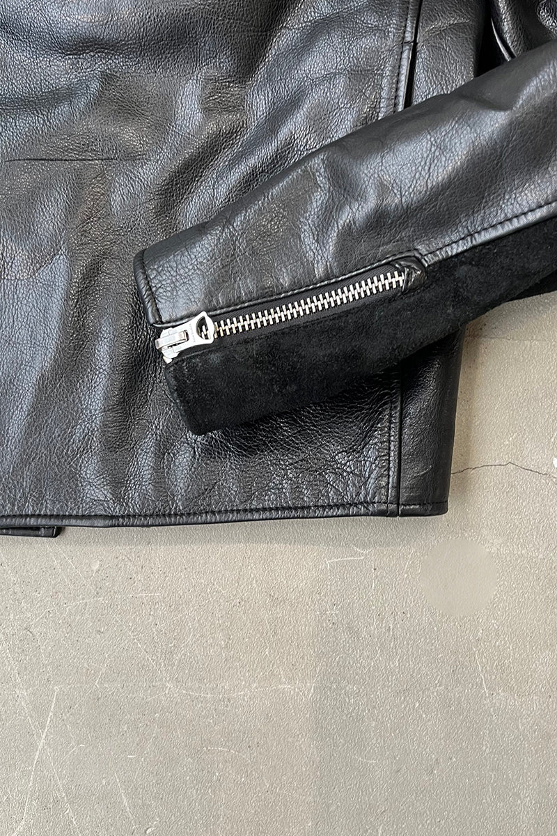 MADE IN TURKEY LEATHER RIDERS JACKET / BLACK [SIZE: 50 USED]