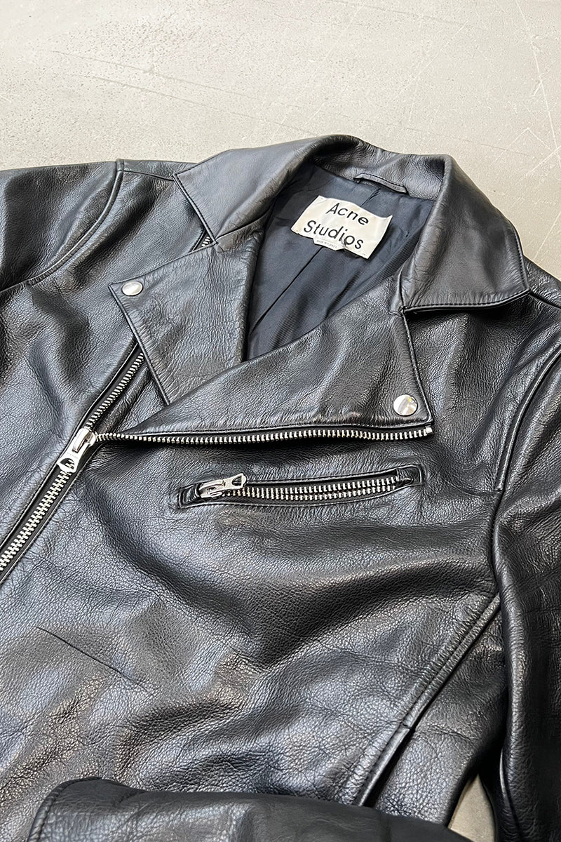 MADE IN TURKEY LEATHER RIDERS JACKET / BLACK [SIZE: 50 USED]