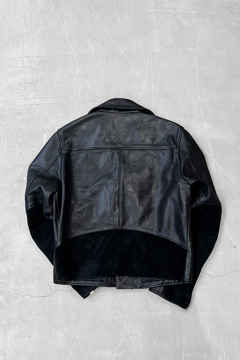 MADE IN TURKEY LEATHER RIDERS JACKET / BLACK [SIZE: 50 USED]