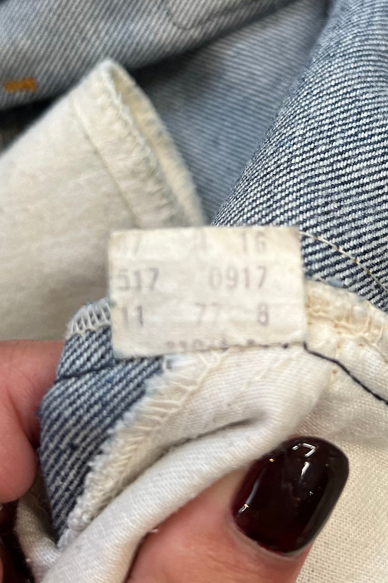 MADE IN USA 70'S 517-0917 DENIM PANTS ORANGE TAB / INDIGO [SIZE: 29 USED]