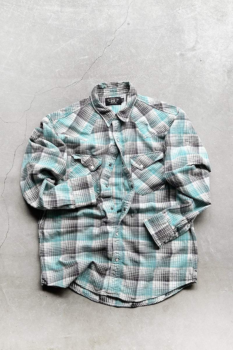 L/S CHECK WESTERN SHIRT / GRAY [SIZE: L USED]