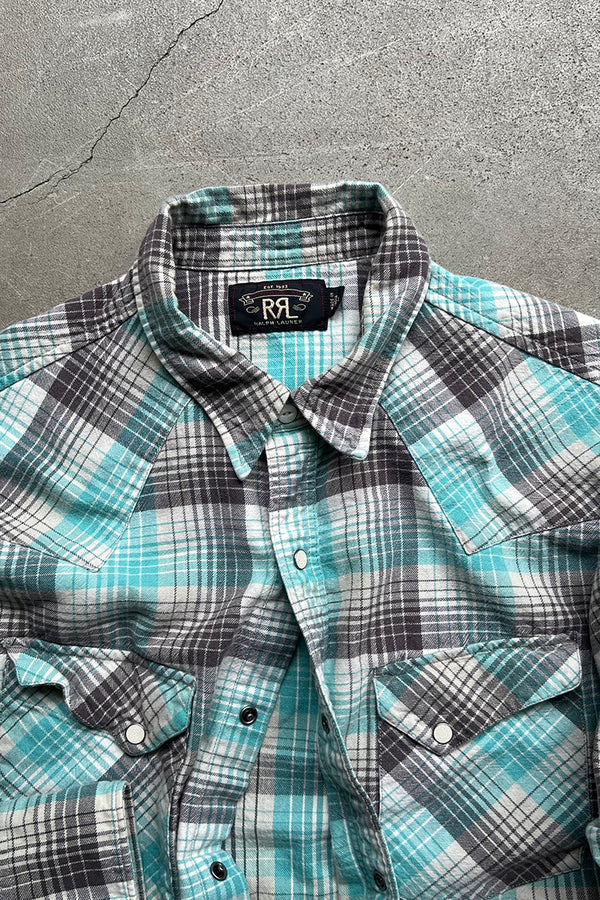 L/S CHECK WESTERN SHIRT / GRAY [SIZE: L USED]
