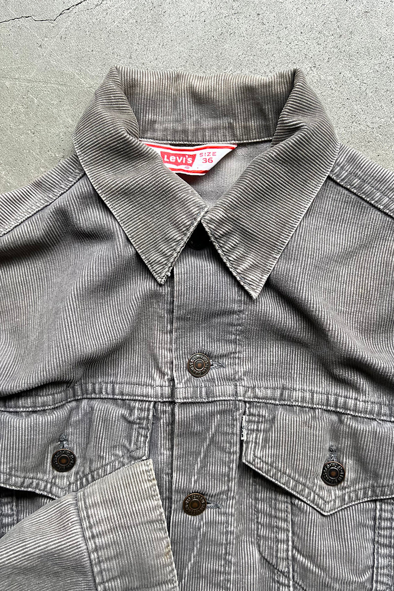 MADE IN USA 70'S CORDUROY TRACKER JACKET / GRAY [SIZE: 36 USED]