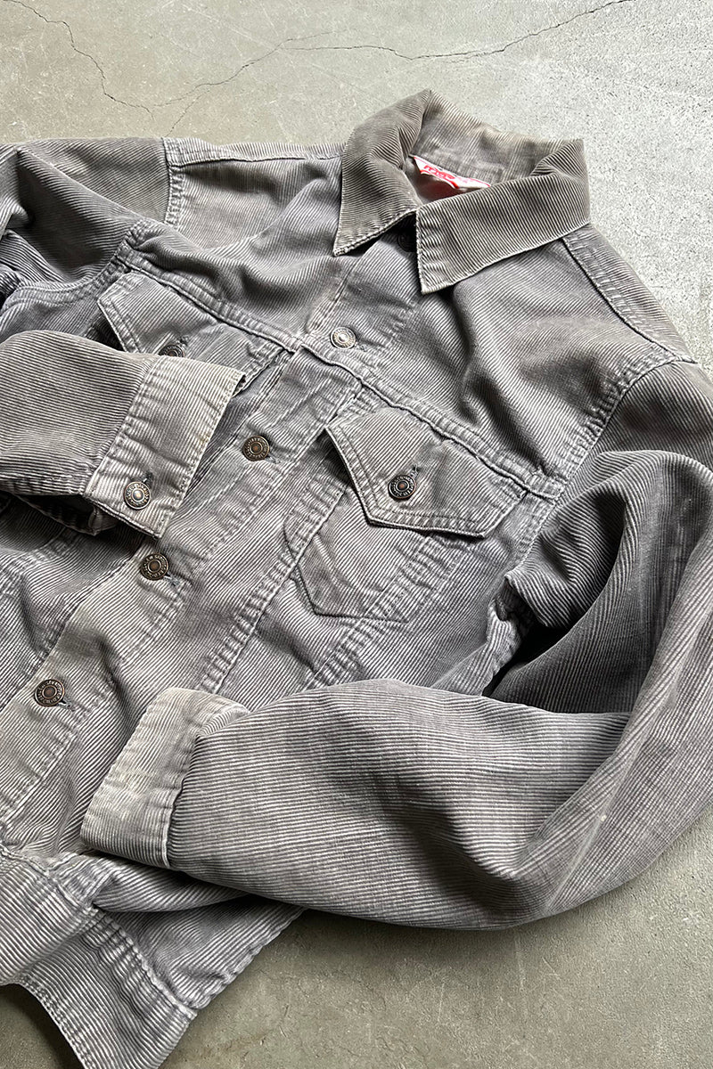 MADE IN USA 70'S CORDUROY TRACKER JACKET / GRAY [SIZE: 36 USED]