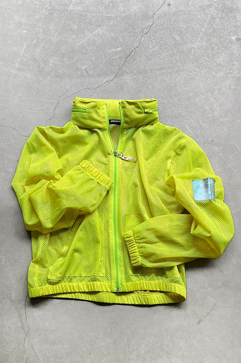 Y2K EARLY 00'S ZIP MESH JACKET / YELLOW [SIZE: M USED]
