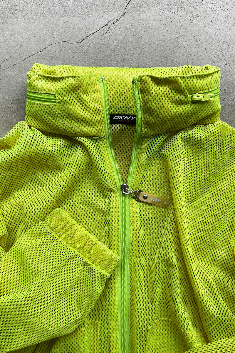 Y2K EARLY 00'S ZIP MESH JACKET / YELLOW [SIZE: M USED]