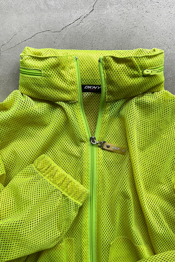 Y2K EARLY 00'S ZIP MESH JACKET / YELLOW [SIZE: M USED]