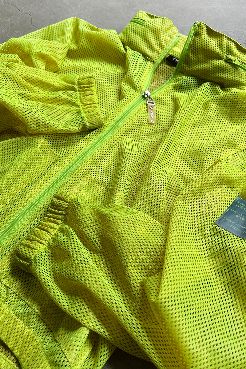 Y2K EARLY 00'S ZIP MESH JACKET / YELLOW [SIZE: M USED]
