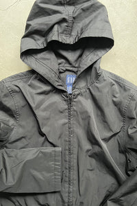 90'S NYLON ZIP HOODIE JACKET / BLACK [SIZE: M USED]