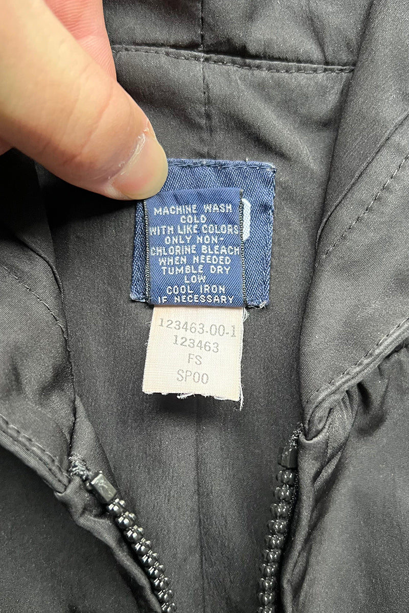 Y2K 00'S NYLON ZIP HOODIE JACKET / BLACK [SIZE: M USED]