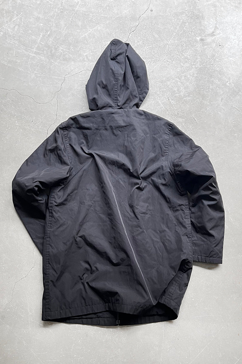 Y2K 00'S NYLON ZIP HOODIE JACKET / BLACK [SIZE: M USED]