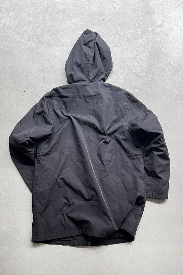 Y2K 00'S NYLON ZIP HOODIE JACKET / BLACK [SIZE: M USED]