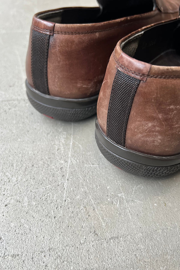 MADE IN ITALY LEATHER LOAFERS / BROWN [SIZE: US7.5(25.5cm相当) USED]