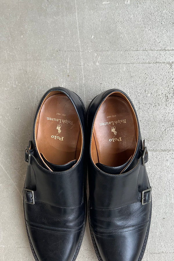 DOUBLE MONK STRAP LEATHER SHOES / BLACK [SIZE: US9.5 (27.5cm equivalent) USED]