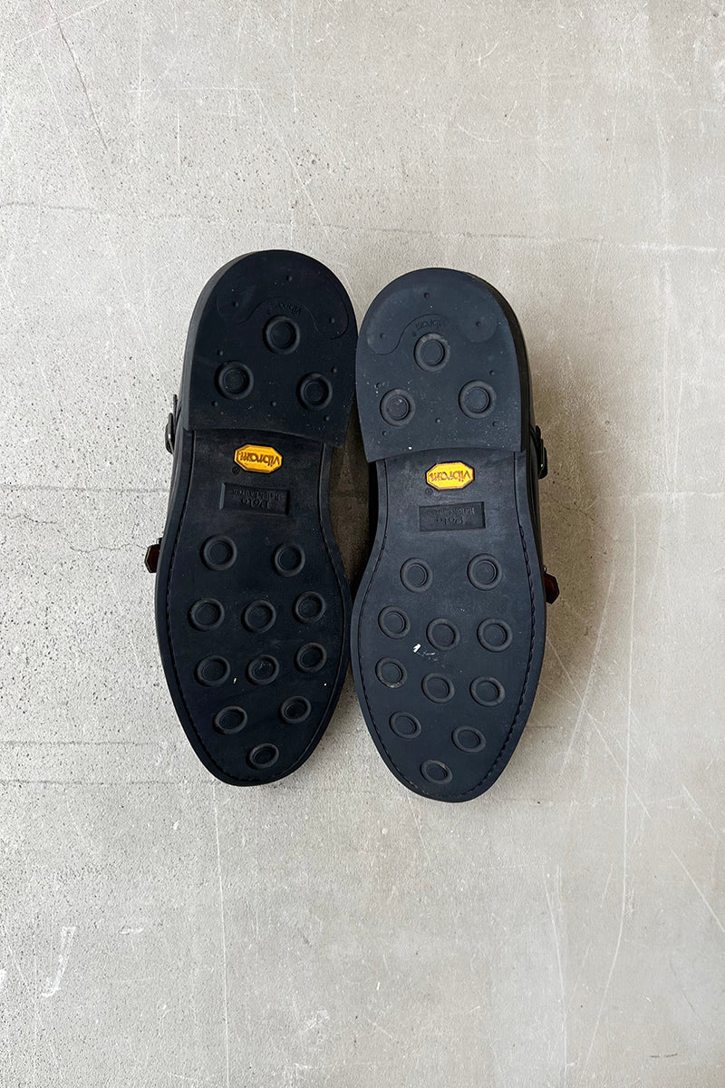 DOUBLE MONK STRAP LEATHER SHOES / BLACK [SIZE: US9.5 (27.5cm equivalent) USED]