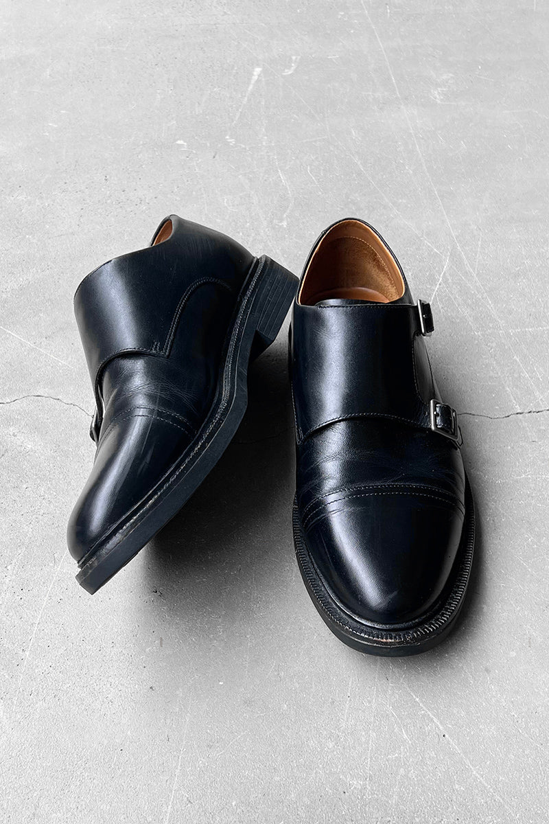 DOBLE MONK STRAP LEATHER SHOES / BLACK [SIZE: US9.5(27.5m相当) USED]
