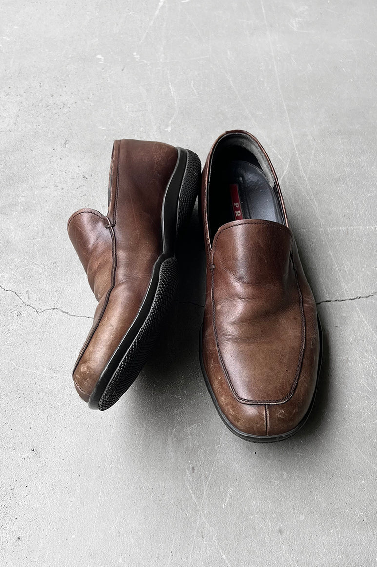 MADE IN ITALY LEATHER LOAFERS / BROWN [SIZE: US7.5(25.5cm相当) USED]
