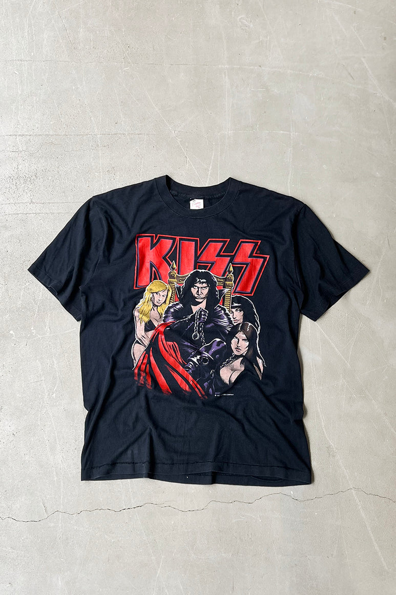MADE IN USA 87'S KISS BAND T-SHIRT / BLACK [SIZE: XL USED]