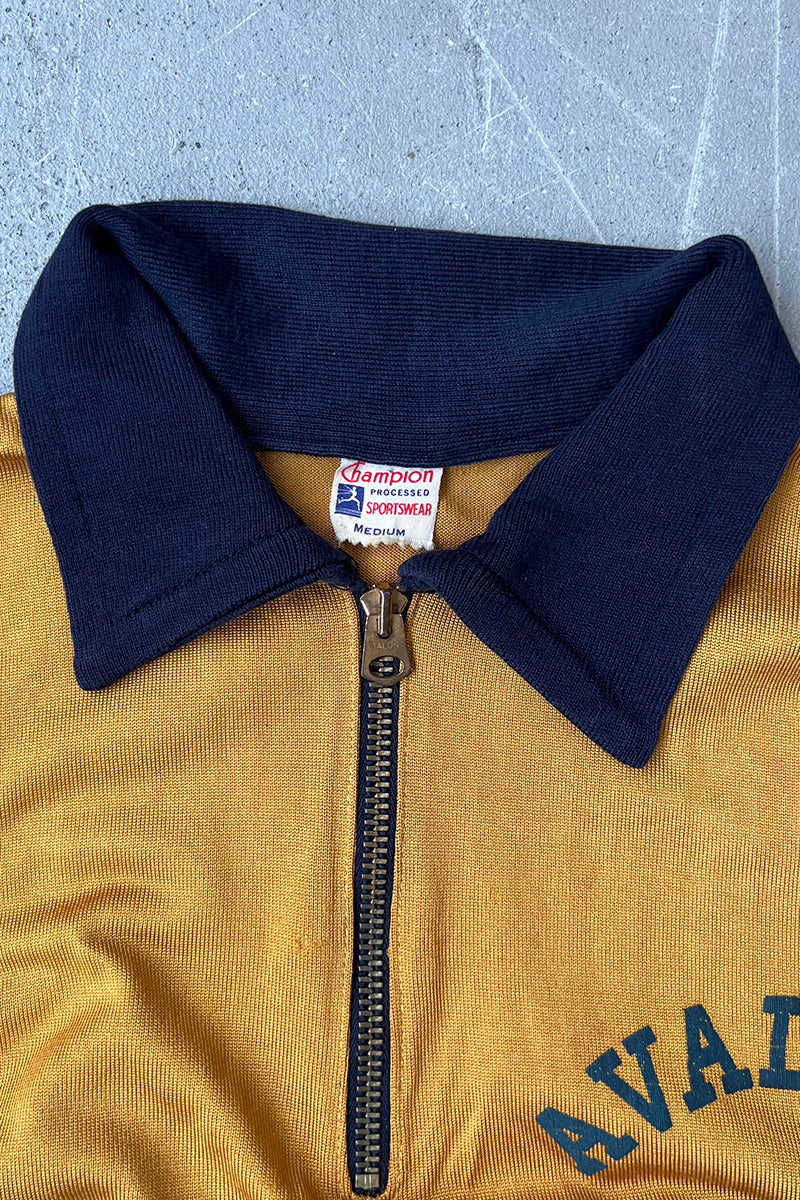 MADE IN USA 60'S RUNNERS TAG HALF ZIP POLO SHIRT / YELLOW [SIZE: M USED]