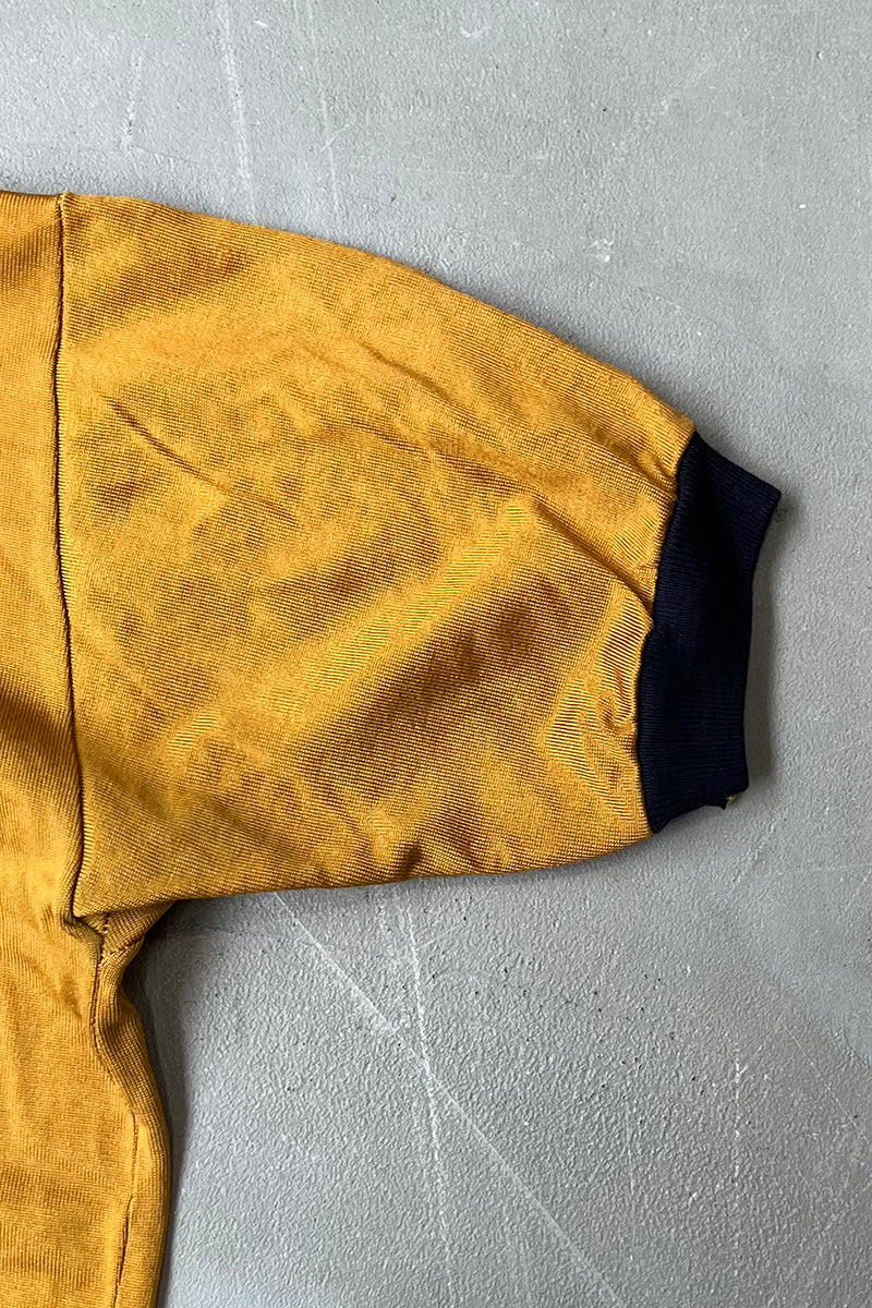 MADE IN USA 60'S RUNNERS TAG HALF ZIP POLO SHIRT / YELLOW [SIZE: M USED]