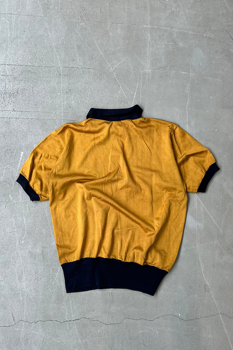 MADE IN USA 60'S RUNNERS TAG HALF ZIP POLO SHIRT / YELLOW [SIZE: M USED]
