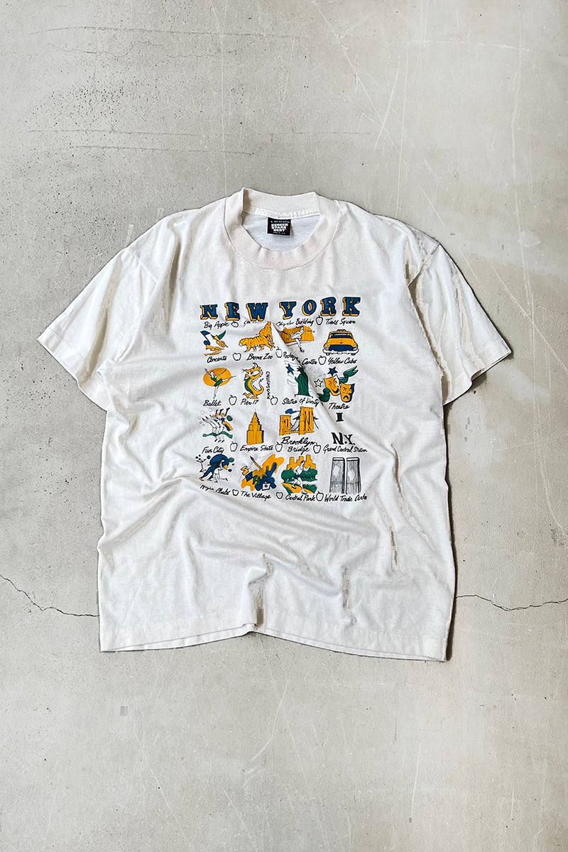 MADE IN USA 90'S NEW YORK T-SHIRT / WHITE [SIZE: L USED]