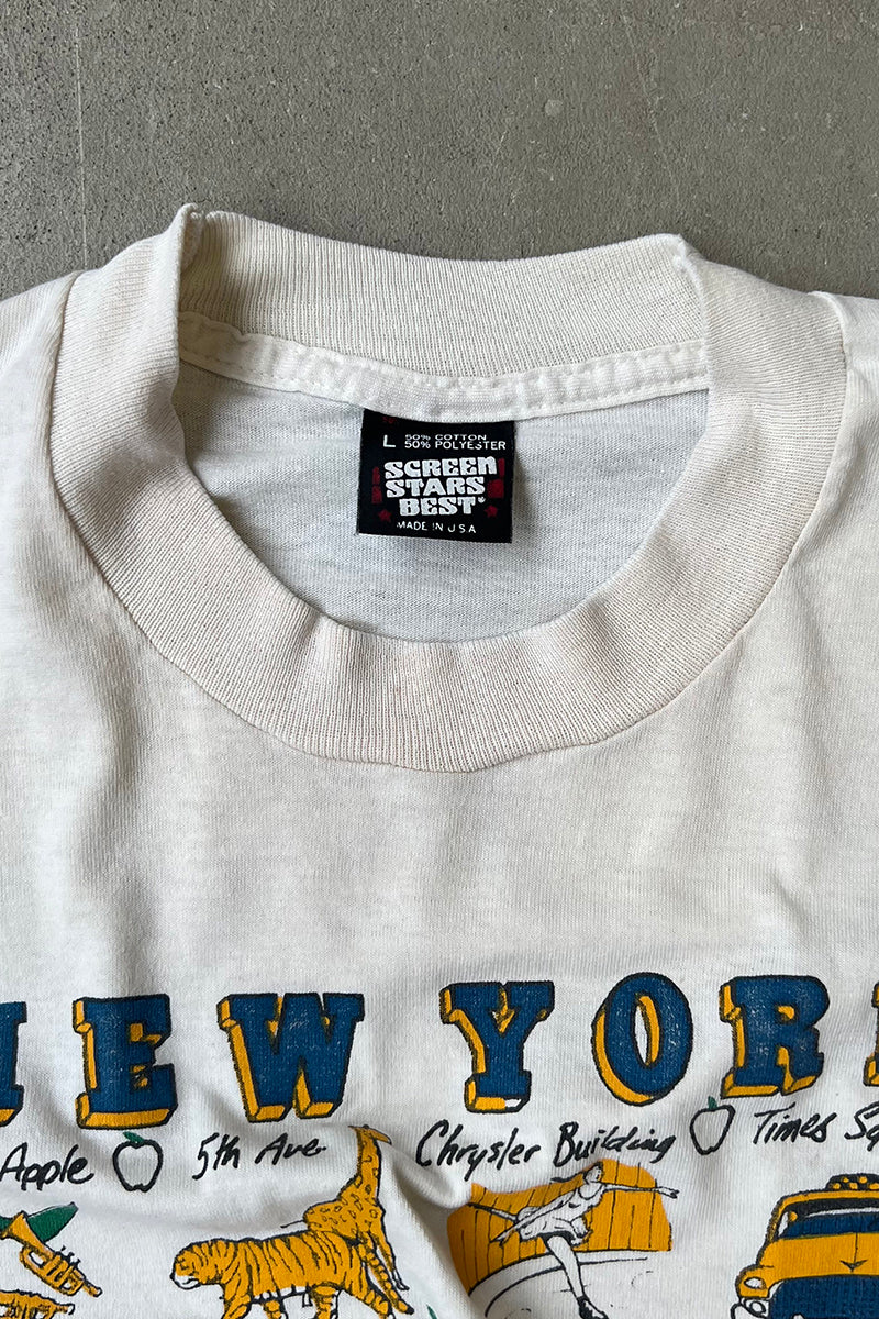 MADE IN USA 90'S NEW YORK T-SHIRT / WHITE [SIZE: L USED]
