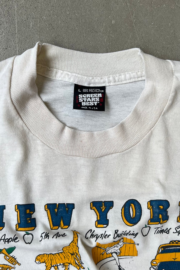MADE IN USA 90'S NEW YORK T-SHIRT / WHITE [SIZE: L USED]